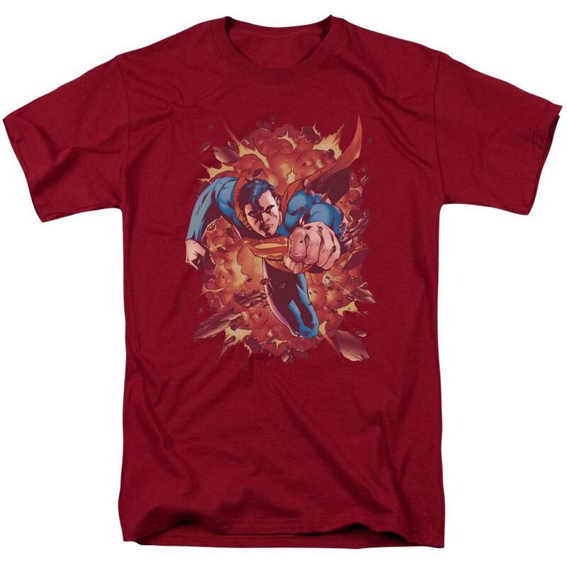 アニメキャラクター メンズ トップス Tシャツ Licensed Character Superman Through Flame Short Sleeve Adult-shirt Cardinal 8,736円