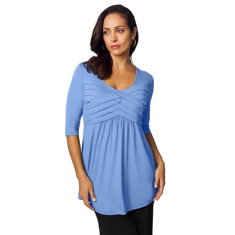 ジェシカロンドン レディース トップス Tシャツ プラスサイズ プリーツ ニット Jessica London Women's Plusize Stretch Knit Pleated Tunic French Blue ブルー
