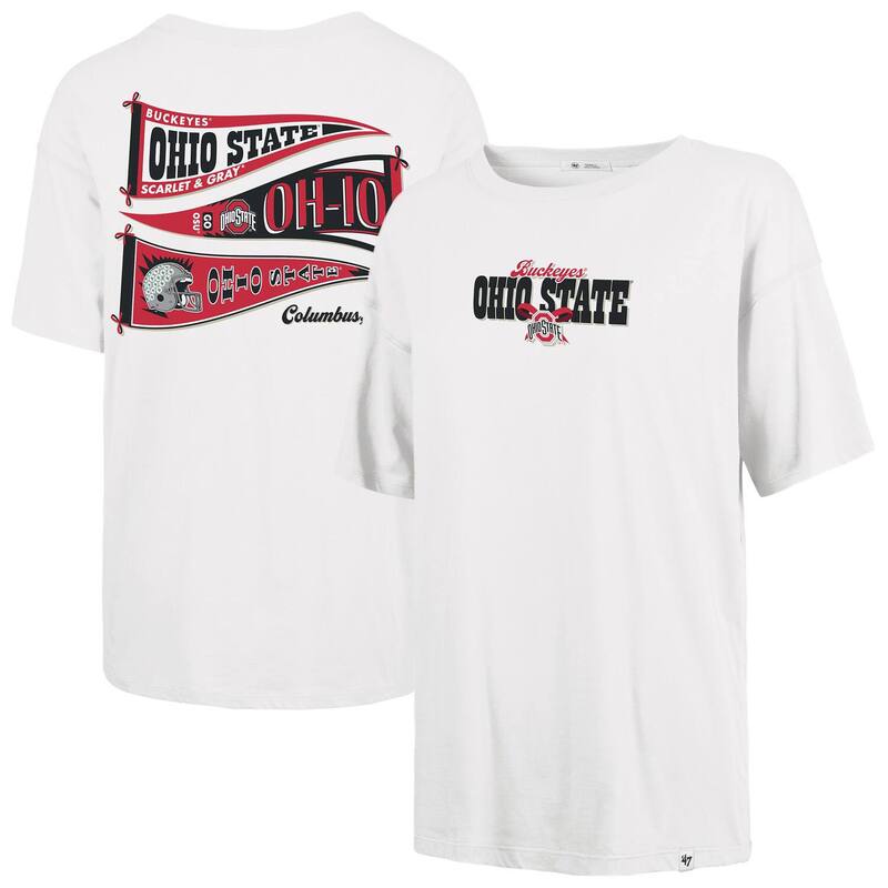 フォーティセブンブランド レディース トップス Tシャツ 47 Brand Women's '47 White Ohio State Buckeyes Pennant Sadie T-Shirt Osu White ホワイト 10,514円