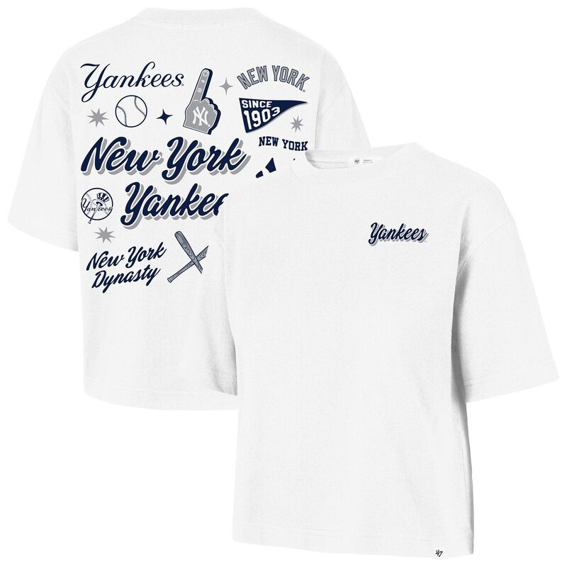 フォーティセブンブランド レディース トップス プルオーバー 47 Brand Women\u0027s \u002747 White New York Yankees Collage Script Reed City T-Shirt Ynk White 白いこと