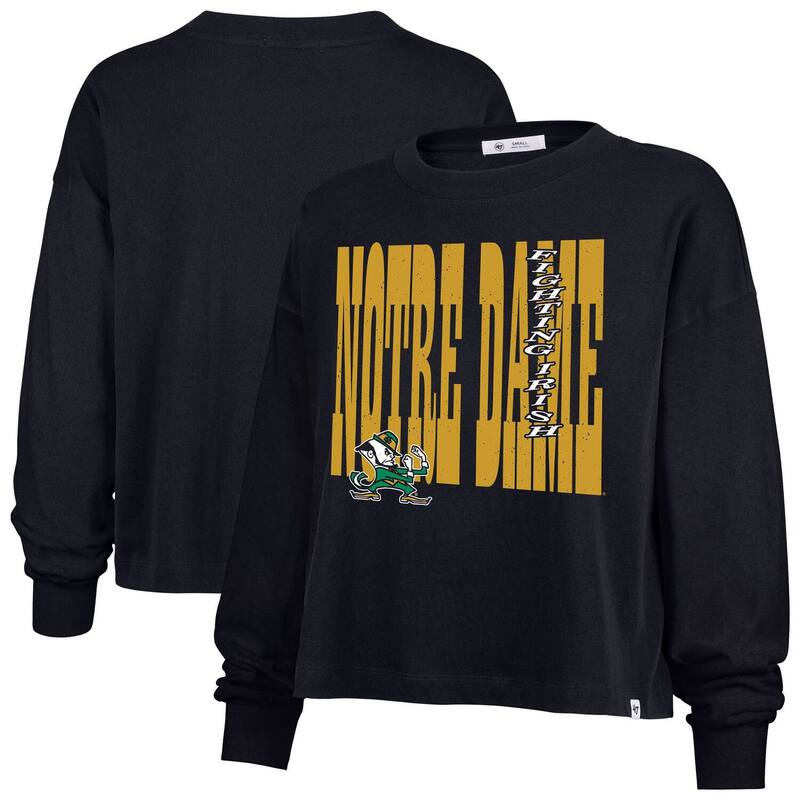 フォーティセブンブランド レディース トップス ティーシャツ 47 Brand Women\u0027s \u002747 Navy Notre Dame Fighting Irish Stacked Sydney Long Sleeve T-Shirt Ntd Navy 米国海軍 レディースファッション-トップス