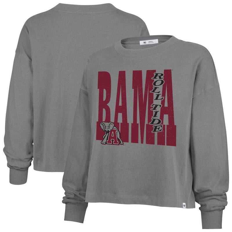 フォーティセブンブランド レディース トップス ティーシャツ 47 Brand Women\u0027s \u002747 Gray Alabama Crimson Tide Stacked Sydney Long Sleeve T-Shirt Ala Grey 薄墨色 レディースファッション-Tシャツ・カットソー-トップス