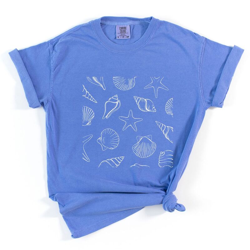 Simply Sage Market レディース トップス ティーシャツ グラフィック Simply Sage Market Seashellsquare - Women\u0027s Garment Dyed Graphic T-Shirt Flo Blue 青色 レディースファッション-トップス