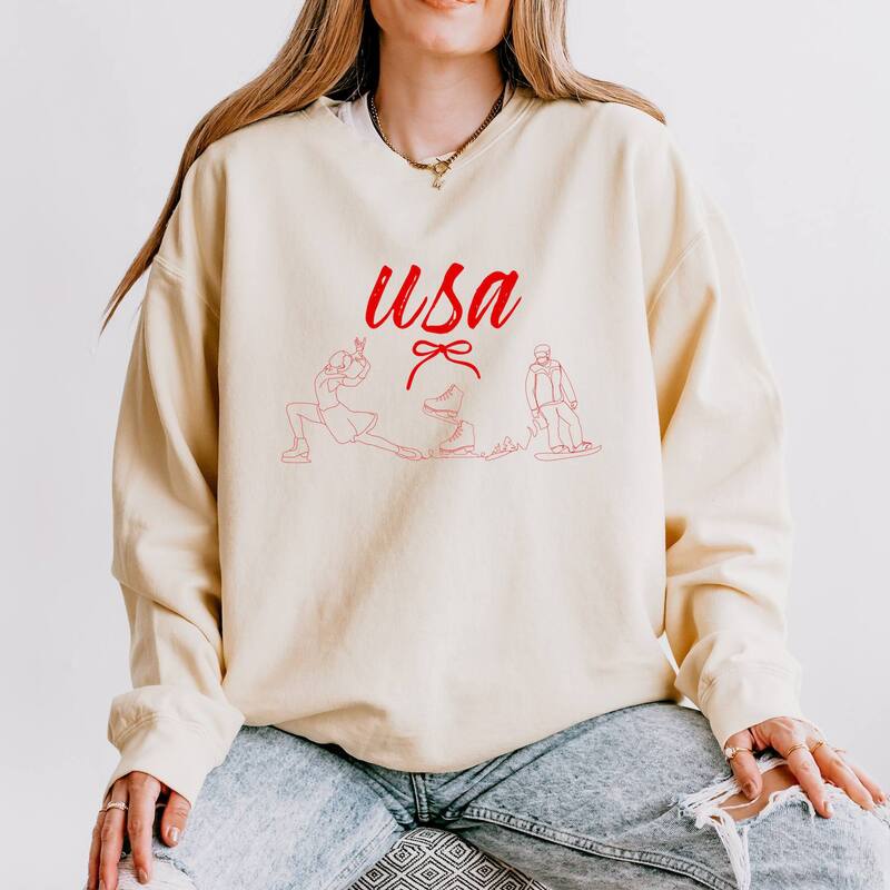 Simply Sage Market レディース アウター パーカー・スウェット プルオーバー Simply Sage Market USA Winter Sports One Line - Women\u0027s Lightweight Garment Dyed Sweatshirt Ivory 象牙色 レディースファッション-パーカー