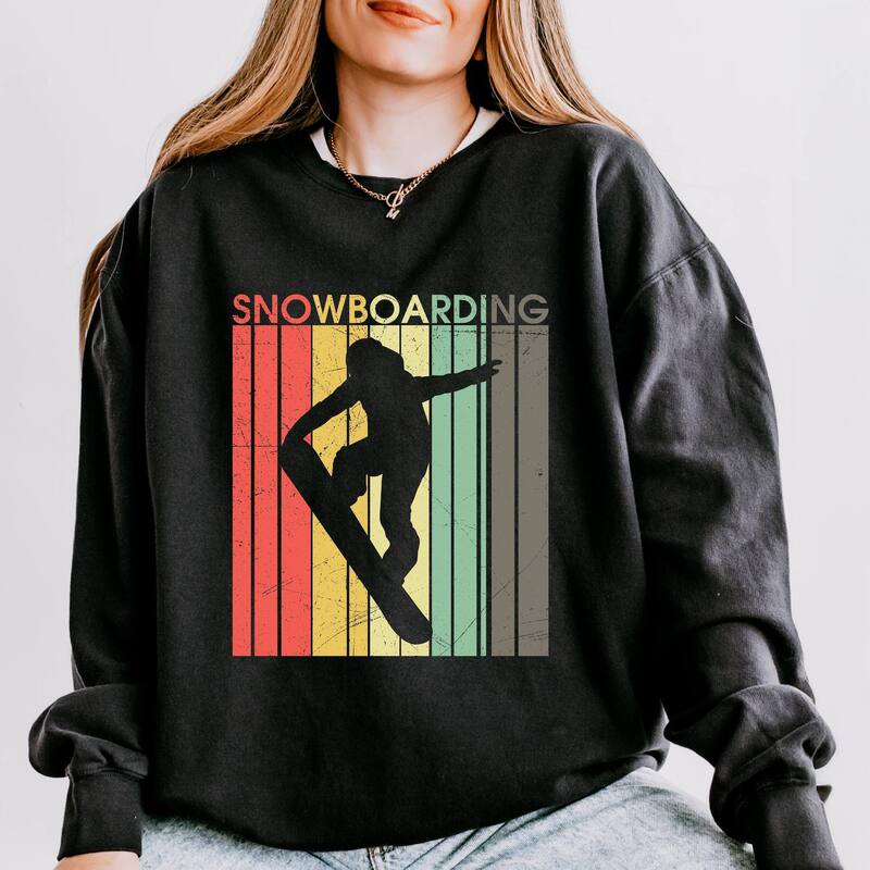 Simply Sage Market レディース アウター パーカー・スウェット プルオーバー Simply Sage Market Snowboarding Silhouette Colorfulines - Women\u0027s Lightweight Garment Dyed Sweatshirt Black 黒いこと レディースファッション-パーカー