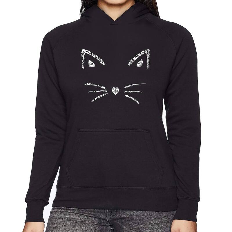 エルエーポップアート レディース アウター パーカー・スウェット シャツ LA Pop Art Whiskers - Women's Word Art Hooded Sweatshirt Black ブラック