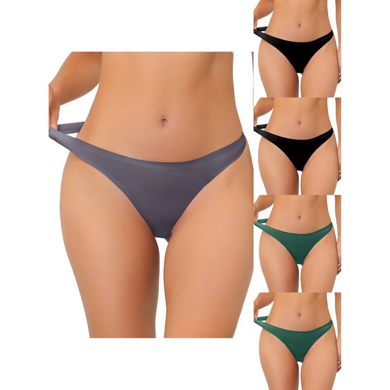 アレグラ ケー レディース アンダーウェア パンツ サテン ALLEGRA K 5 Packs Women's Unlined Underwear Satinvisible Bikini Comfortable No-show Thongs Dark Green Black Gray ブラック 11,385円