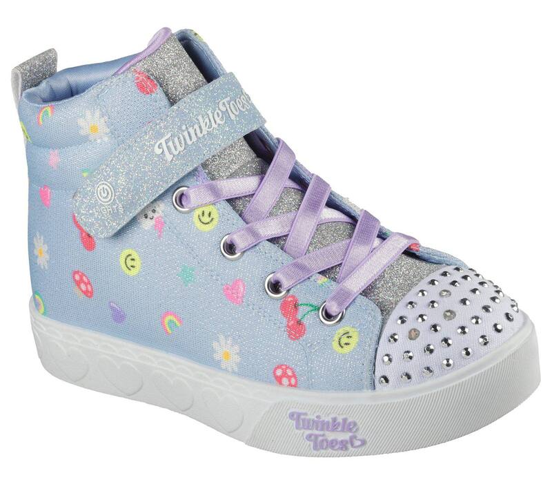 スケッチャーズ レディース シューズ スニーカー Skechers Twinkle Toes Heart Steps Icon Party Girls\u0027 Light-Up Shoes Light Blue 青色
