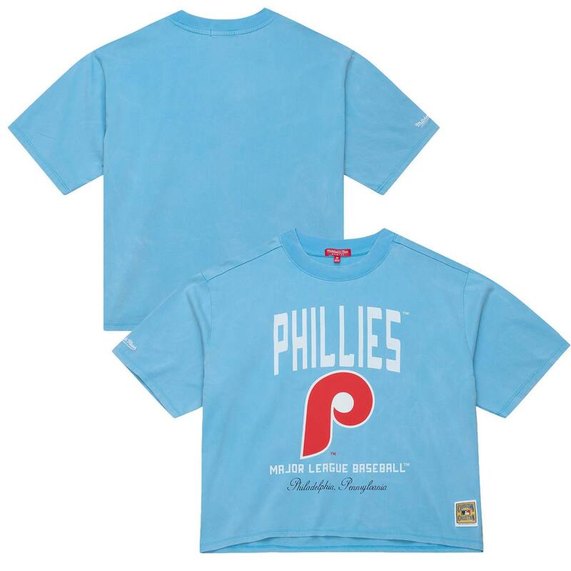 ミッチェル&ネス レディース トップス Tシャツ クロップド Women's Mitchell & Ness Light Blue Philadelphia Phillies Cooperstown Cropped Boxy T-Shirt Phlight ブルー
