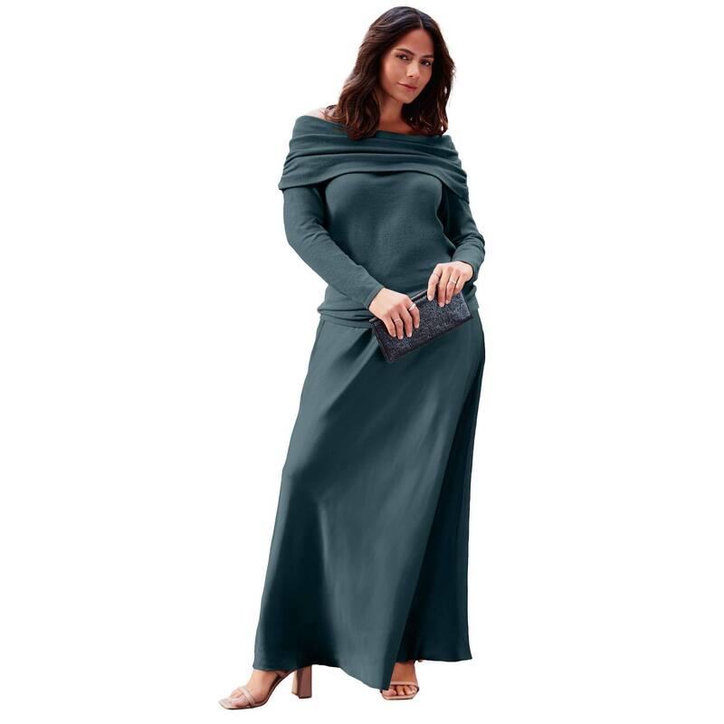アベニュー レディース ボトムスカート プラスサイズ マキシ Avenue Women's Plusize Maxi Slip Skirt Mystic Pine