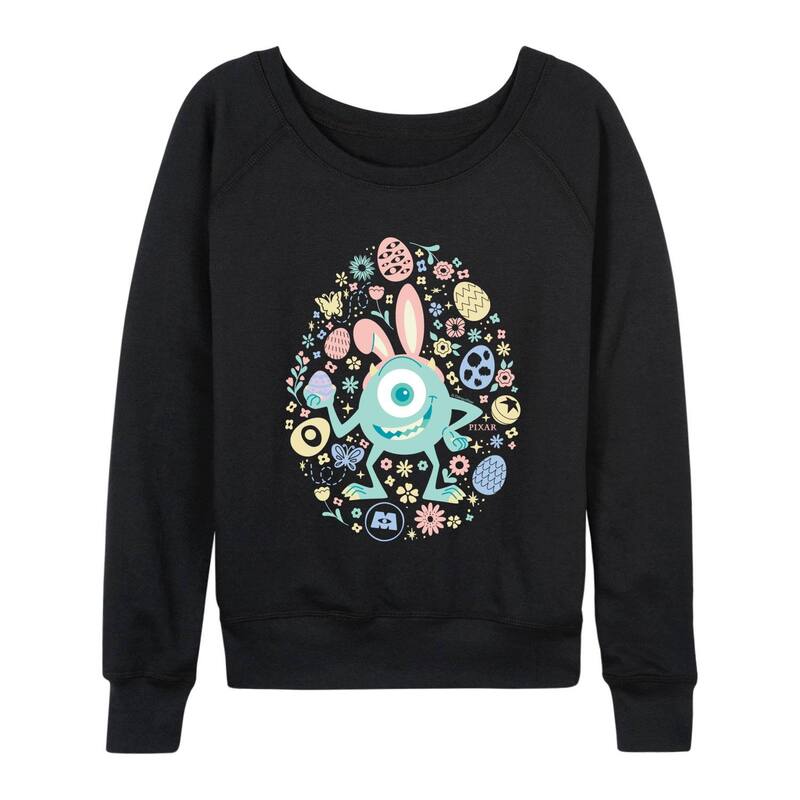 ディズニー ピクサー レディース トップス Tシャツ パイル Women's Disney / Pixar's Monsters Inc. Easter Bunny Mike Wazowski French Terry Long Sleeve Tee Black ブラック