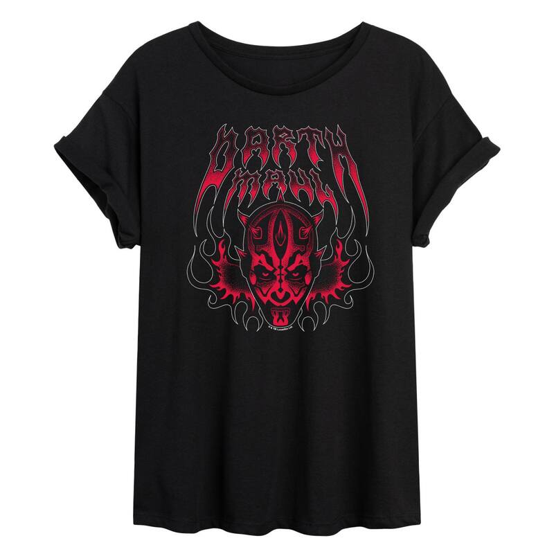 スター ウォーズ レディース トップス Tシャツ Juniors' Star Wars Darth Maul Heavy Metal Oversized Tee Black ブラック