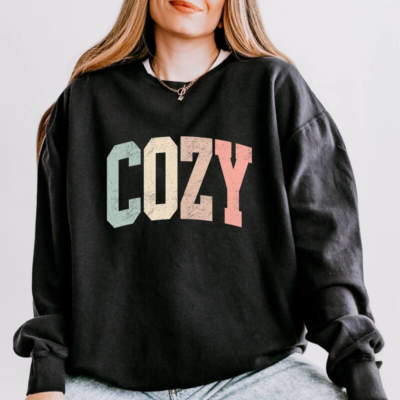 Simply Sage Market レディース アウター パーカー・スウェット プルオーバー Simply Sage Market Cozy Arched Pastel - Women\u0027s Lightweight Garment Dyed Sweatshirt Black 黒いこと レディースファッション-トップス-パーカー