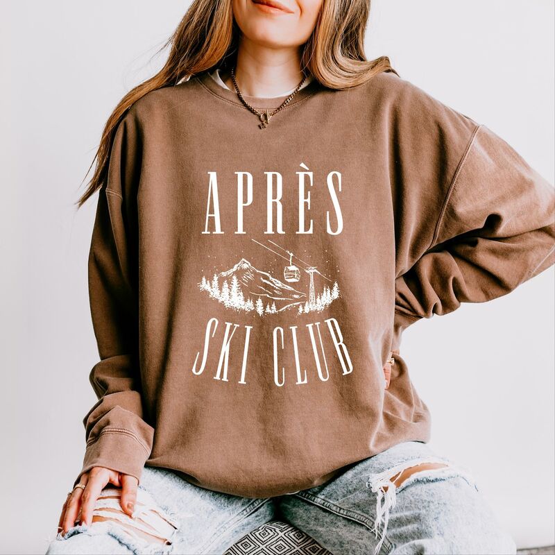 Simply Sage Market レディース アウター パーカー・スウェット シャツ Simply Sage Market Aprski Lift Outline - Women's Lightweight Garment Dyed Sweatshirt Espresso