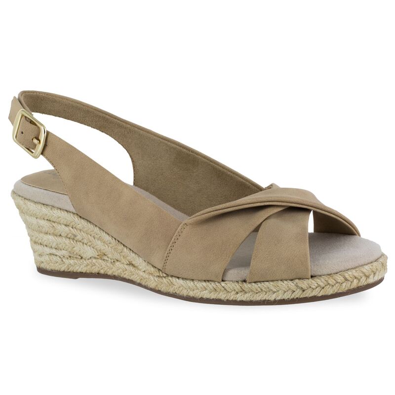 イージーストリート レディース シューズ サンダル Easy Street Maureen Women's Espadrille Wedge Sandals Beige ベージュ