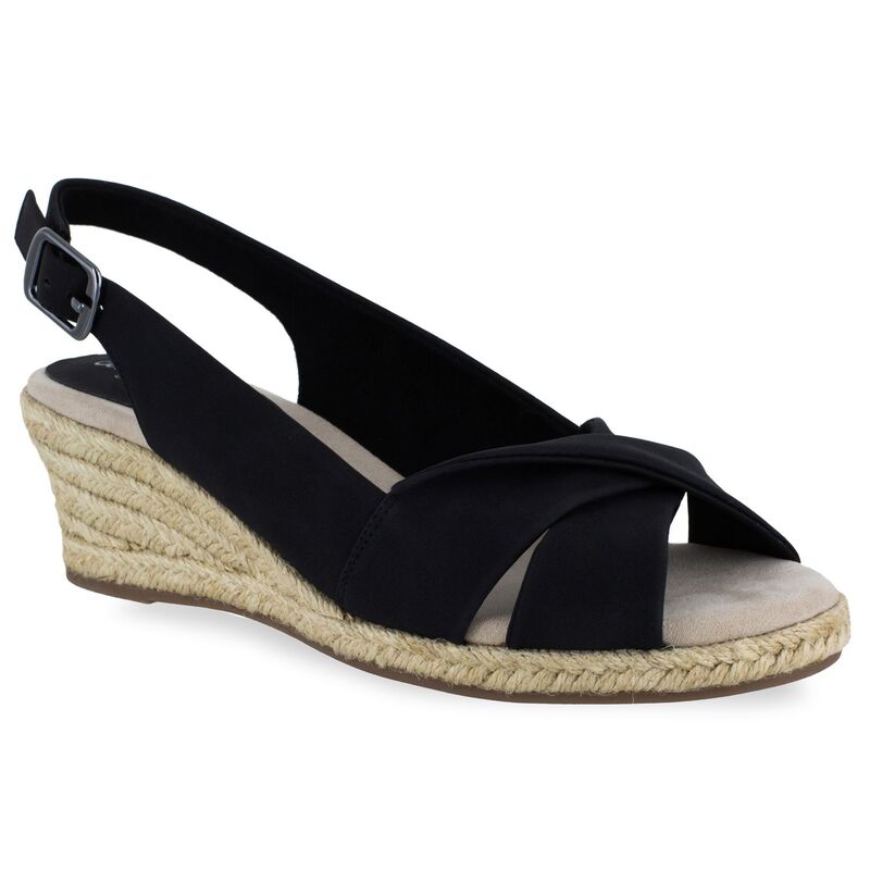 イージーストリート レディース シューズ サンダル Easy Street Maureen Women's Espadrille Wedge Sandals Black ブラック