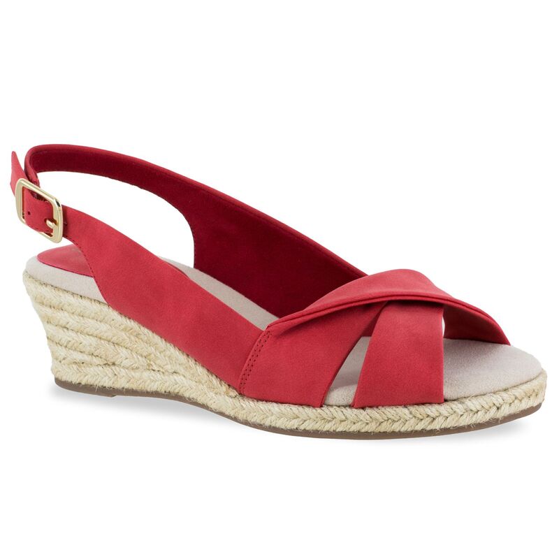 イージーストリート レディース シューズ サンダル Easy Street Maureen Women's Espadrille Wedge Sandals Red レッド