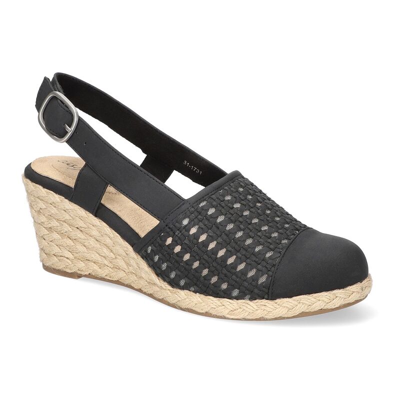 イージーストリート レディース シューズ サンダル Easy Streetaffy Women'slingback Espadrille Wedges Black ブラック｜ReVida 店