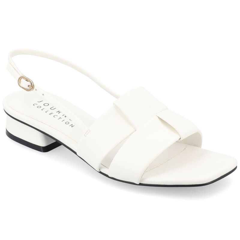ジュルネ コレクション レディース シューズ サンダル ヒール Journee Collection Tabatha Women's Tru Comfort Foam Low Covered Block Heel Sandals White ホワイト