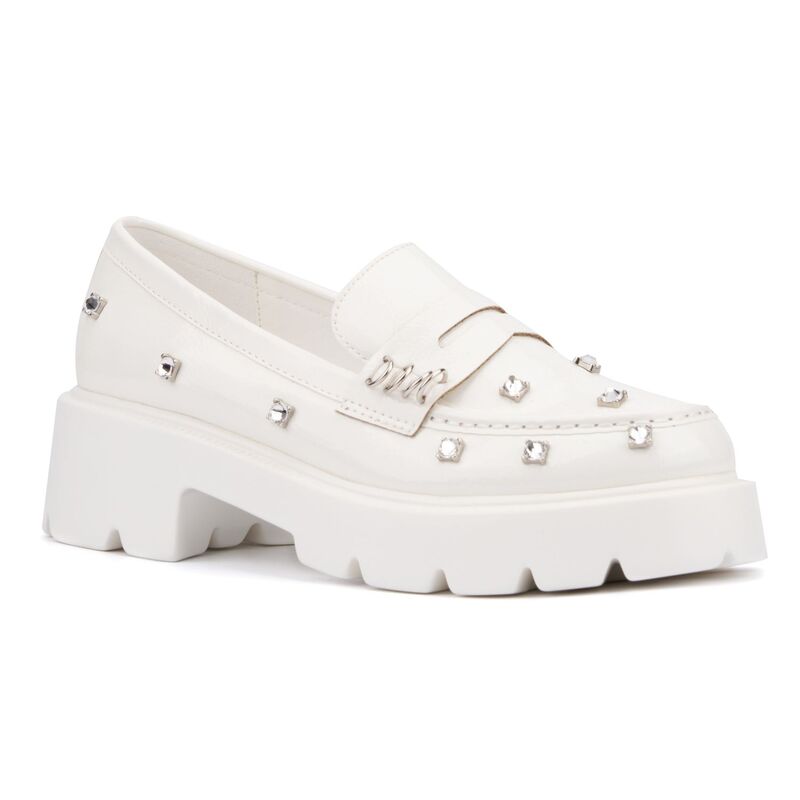 オリビアミラー レディース シューズ スリッポン・ローファー Olivia Miller Luscious Women's Rhinestone Loafers White ホワイト