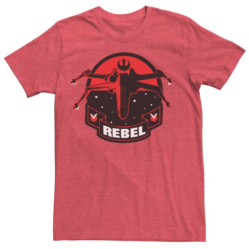 アニメキャラクター メンズ トップス Tシャツ Licensed Character Men'star Wars Rebel Tee Red Heather ヘザー