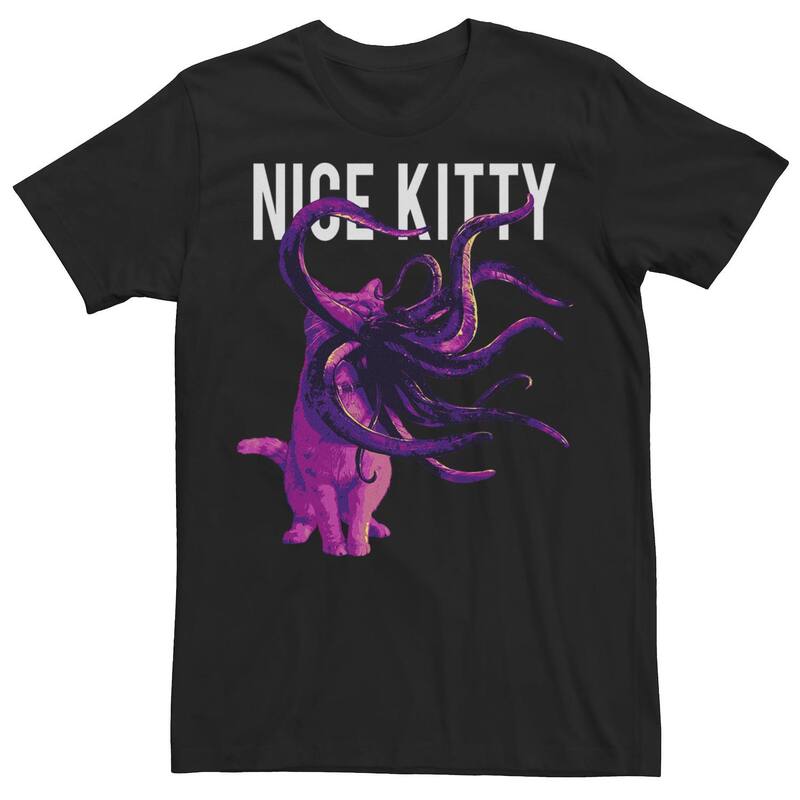 マーベル メンズ トップス ティーシャツ 鳥打ち帽 グース グラフィック Men\u0027s Marvel Captain Marvel Goose Nice Kitty Tentacle Neon Portrait Graphic Tee Black 黒いこと トップス-メンズファッション