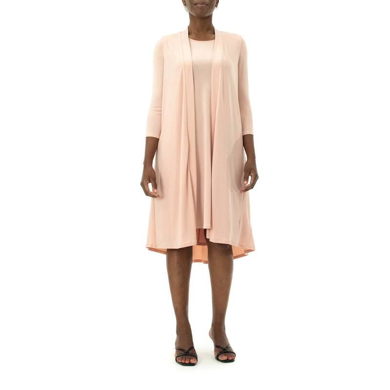 ニナレオナルド レディース トップス 衣装 Women\u0027s Nina Leonard Godet Duster \u0026 High-Low Hem Dresset Blush 毛はらい