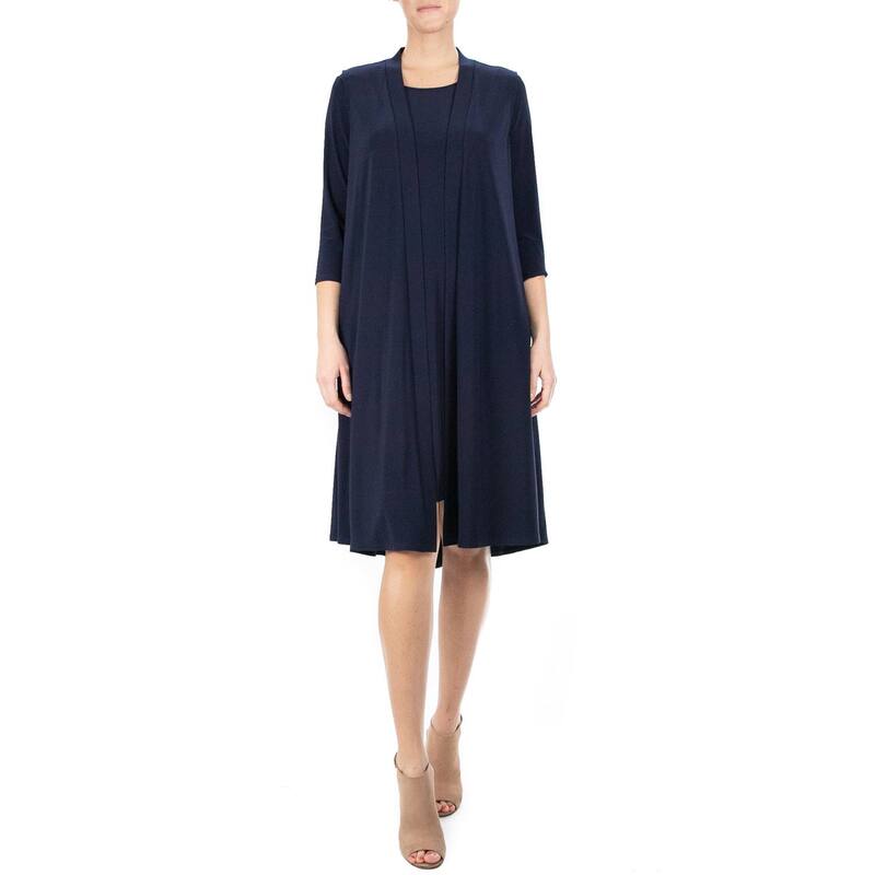 ニナレオナルド レディース トップス 衣装 Women\u0027s Nina Leonard Godet Duster \u0026 High-Low Hem Dresset Navy 米国海軍