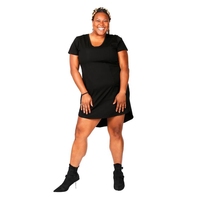 ポエティック 公明正大さ レディース トップス 衣装 つけ加える大きさ スピード競技 Poetic Justice Women\u0027s Plusize Lace Up Back Dress Black 黒いこと