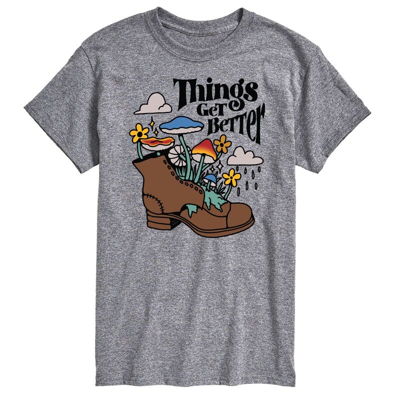 アニメキャラクター メンズ トップス Tシャツ トール Licensed Character Big & Tall Things Get Better Tee Gray グレー