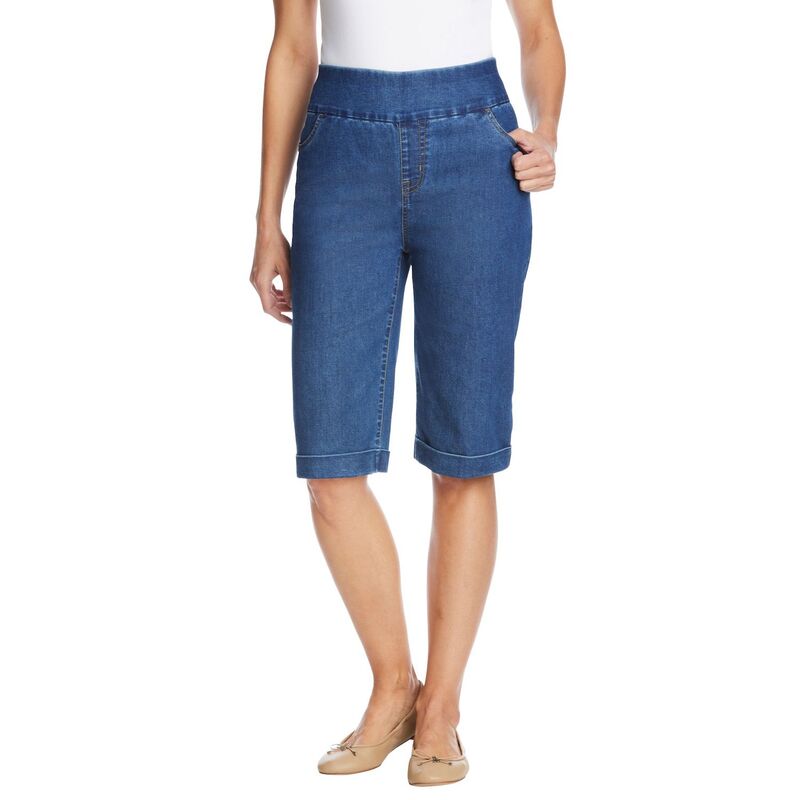 ウーマン ウィズイン レディース ボトムス ハーフパンツ・ショーツ プラスサイズ ショートパンツ デニム ジーンズ Woman Within Plusize Pull-On Elastic-Waistretch Denim Jeanshorts Medium Stonewash デニム|ReVida 店
