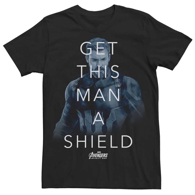 アニメキャラクター メンズ トップス Tシャツ キャップ Licensed Character Men's Avengers Infinity War Captain America Shield Tee Black ブラック