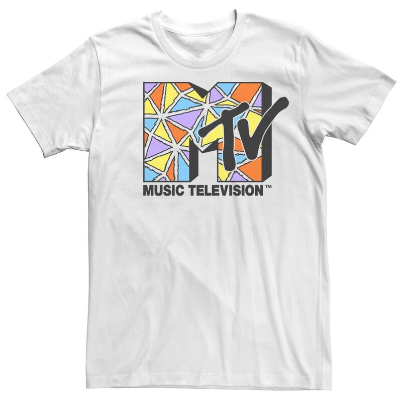 アニメキャラクター メンズ トップス Tシャツ Licensed Character Men's MTV Colorful Abstractriangleshort Sleeve Tee White ホワイト