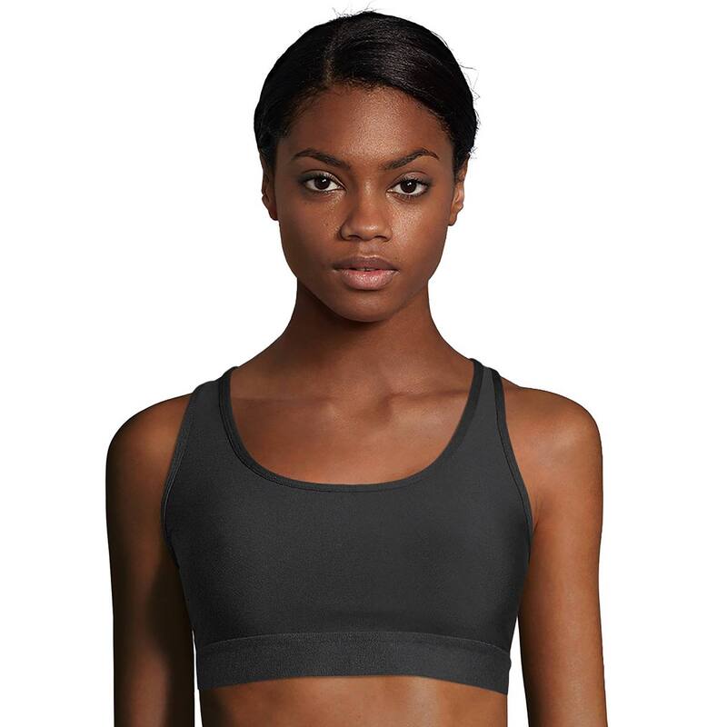 ヘインズ レディース アンダー御召しもの ブラ Hanesolid Absolute Racerback Compression Sports Bra O9178 Black 黒いこと