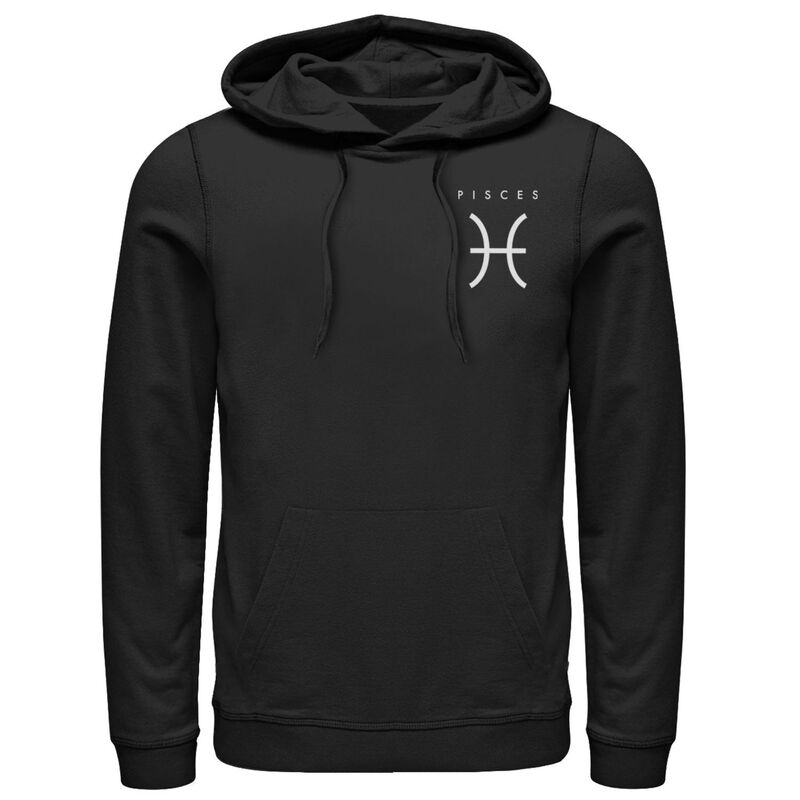 アニメキャラクター メンズ アウター パーカー・スウェット Licensed Character Men Pisces Left Chest Zodiac Symbol Hoodie Black ブラック
