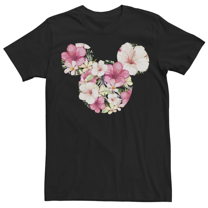 ウォルトディズニー メンズ トップス ティーシャツ お花柄 お花 Disney\u0027s Mickey \u0026 Friends Mickey Floral Fill Men\u0027s Tee Black 黒いこと トップス-メンズファッション-Tシャツ・カットソー