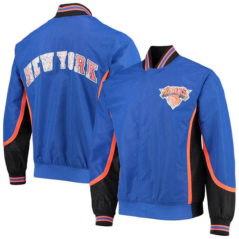 アンブランデッド メンズ アウター ジャケット・ブルゾン Unbranded Men's New Yorknicks Blue Mitchell & Ness Hardwood Classics 75th Anniversary Authentic Warmup Full-Snap Jacket Kni Blue ブルー