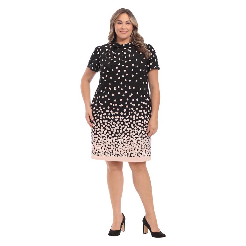 ロンドンタイムス レディース トップス ワンピース プラスサイズ Plusize London Timeside-Bow Border-Hem Shift Dress Black Blush ブラック｜ReVida 店 14,686円