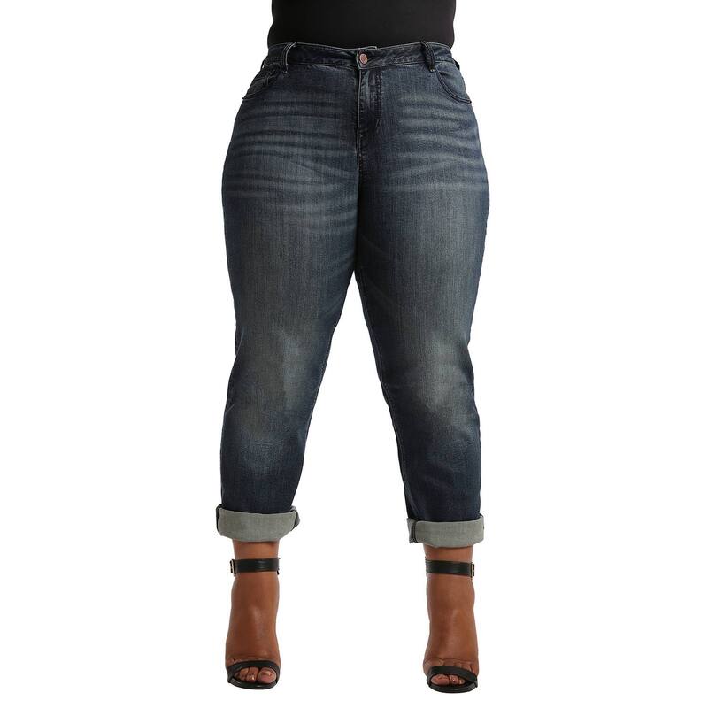 ポエティック ジャスティス レディース ボトムス デニムパンツ プラスサイズ ジーンズ Poetic Justice Plusize Women's Curvy Fit Boyfriend Jeans In Hurricane Wash Bleach Spots And Rolled Cuffs Vintage Blue ブルー|ReVida 店