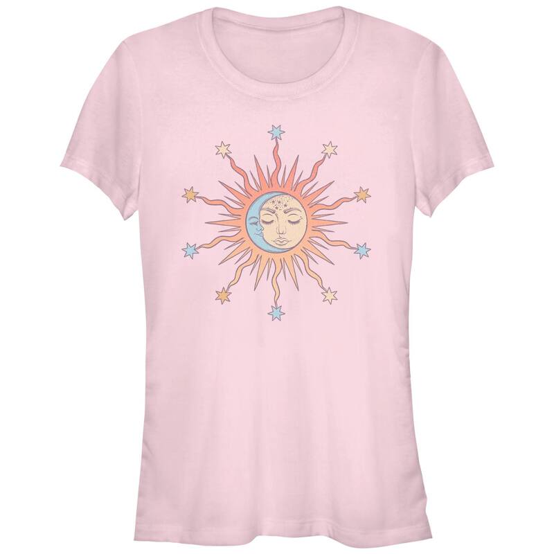 アンブランデッド レディース トップス Tシャツ Unbranded Juniors' Sun Moon Stars Fitted Tee Light Pink ピンク