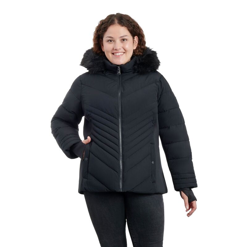 ロンドンフォグ レディース アウター 上衣・上衣 つけ加える大きさ Plusize London Fog Faux-Fur Hood Active Puffer Jacket Black 黒いこと