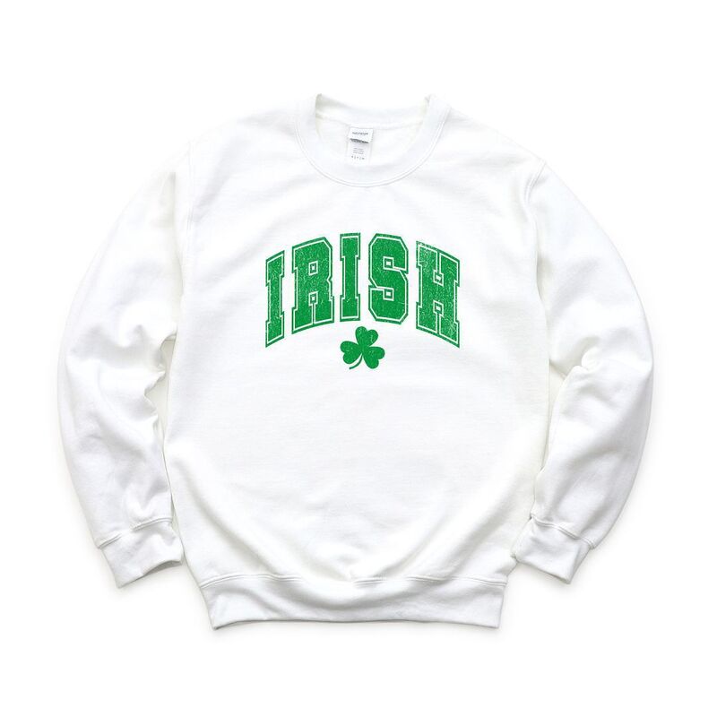 Simply Sage Market レディース アウター パーカー・スウェット プルオーバー Simply Sage Market Irish Varsity Grunge Sweatshirt White 白いこと レディースファッション-トップス