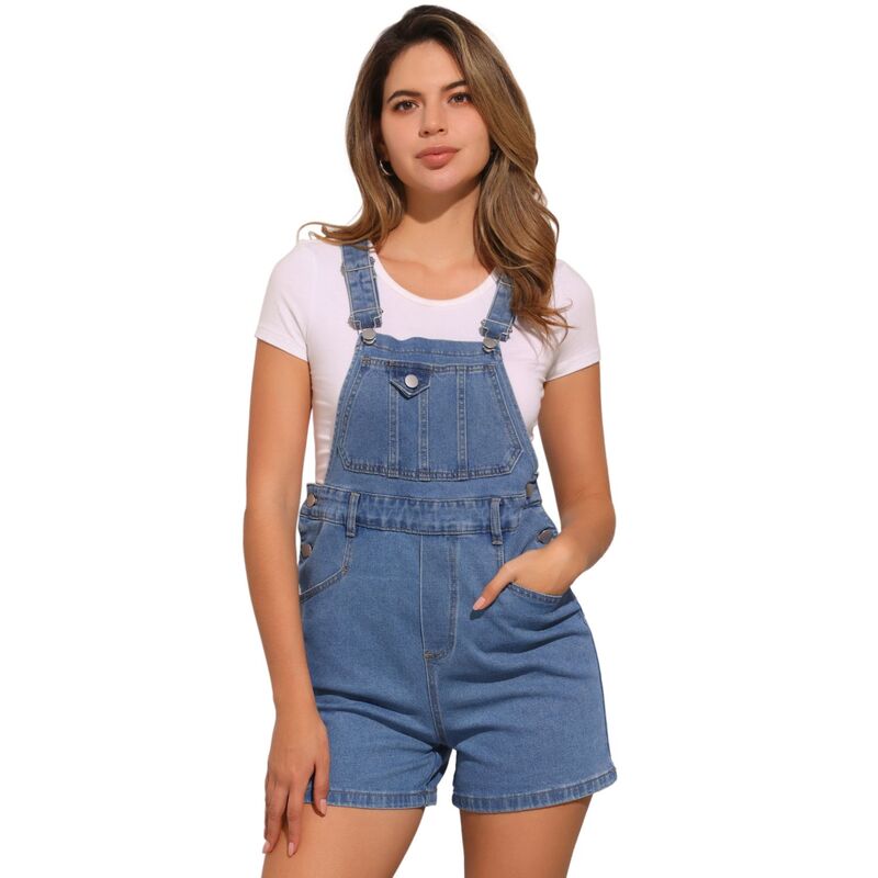 アレグラ ケー レディース トップス ワンピース ヴィンテージ オーバーオール トール ショートパンツ デニム ジーンズ ALLEGRA K Vintage Denim Shorts Overalls for Women Summer Adjustable Strap Bib Jeanshortallsky Blue ブルー