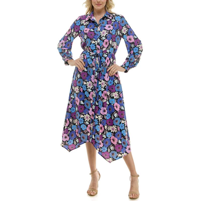 ニコルミラー レディース トップス ワンピース シャツ Women's Nicole Miller Tie Waist Shirt Dress Multi Print マルチカラー