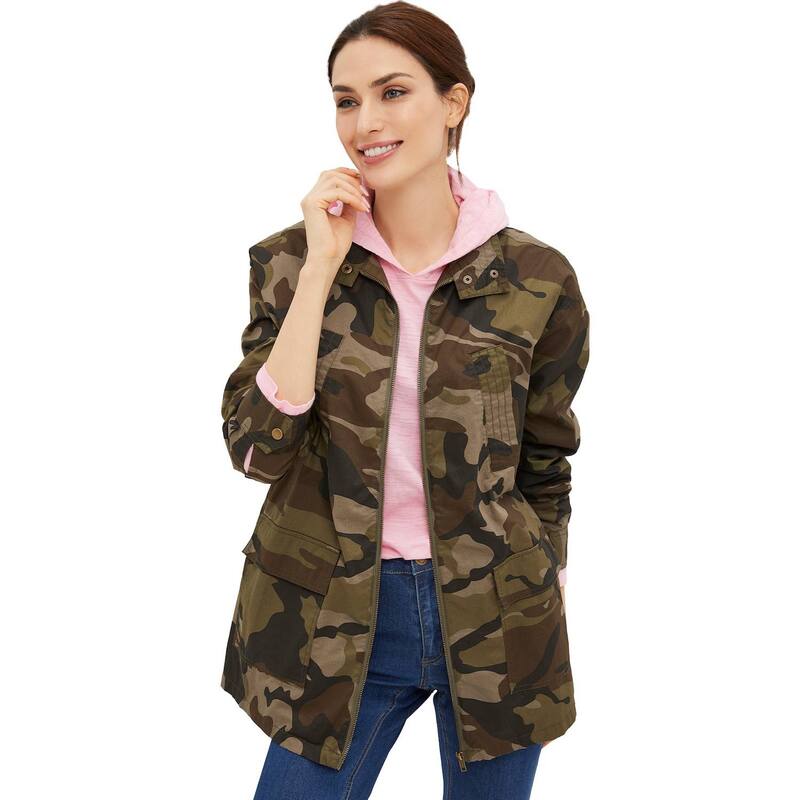 Ellos レディース アウター ジャケット・ブルゾン プラスサイズ ellos Plusize Camo Utility Jacket Camo|ReVida 店