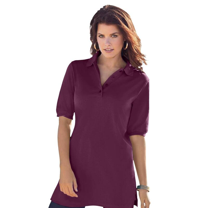ロアマンズ レディース トップス プルオーバー スポーツシャツ つけ加える大きさ Roaman\u0027s Women\u0027s Plusize Oversized Polo Tunic Dark Berry