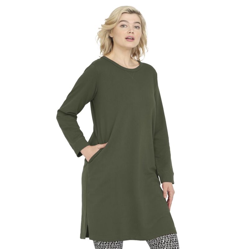 Ellos レディース トップス Tシャツ プラスサイズ パイル ellos Women Plusize French Terry Tunic Dress Deep Olive オリーブ