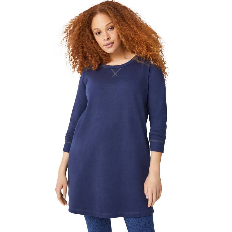 Ellos レディース トップス Tシャツ プラスサイズ パイル ellos Women Plusize French Terry Tunic Dress Navy ネイビー