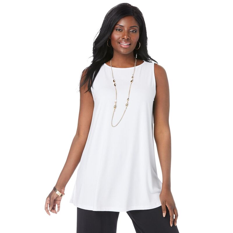 ジェシカロンドン レディース トップス Tシャツ プラスサイズ ニット Jessica London Women's Plusize Stretch Knitunic Tank White ホワイト