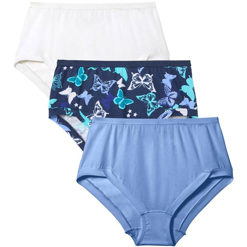 コンフォート より分ける レディース アンダー御召しもの ズボン下 つけ加える大きさ Comfort Choice Plusize 3-Pack Comfort Leg Brief Butterfly Pack